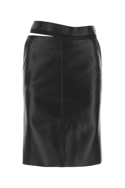 FENDI LEATHER MIDI SKIRT