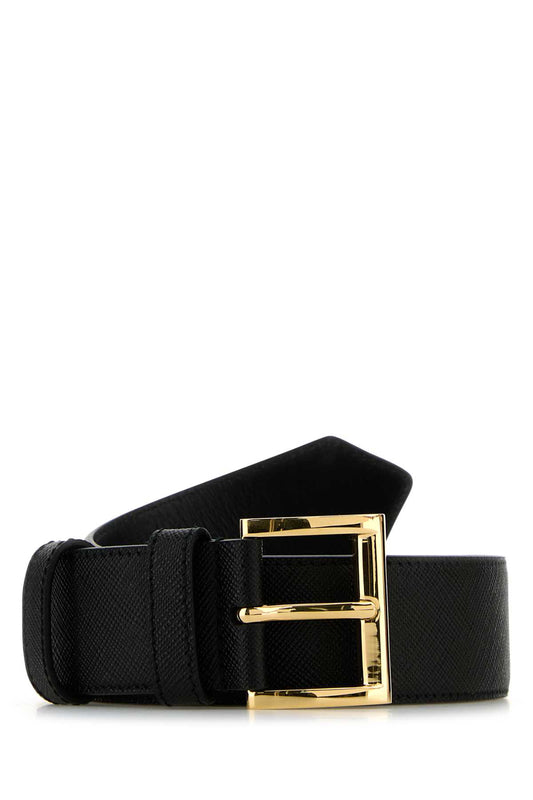 PRADA LEATHER BELT LOGO PLAQUE