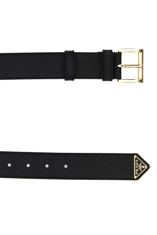 PRADA LEATHER BELT LOGO PLAQUE