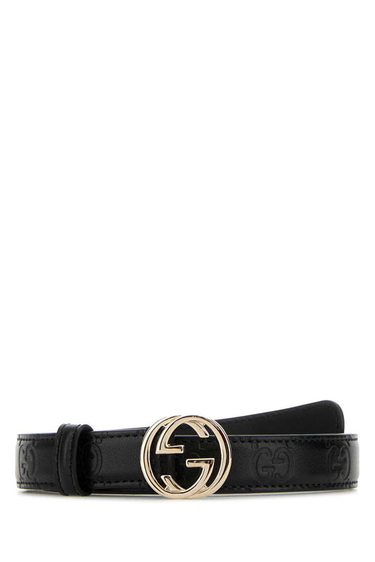 GUCCI BLACK MONOGRAM BELT