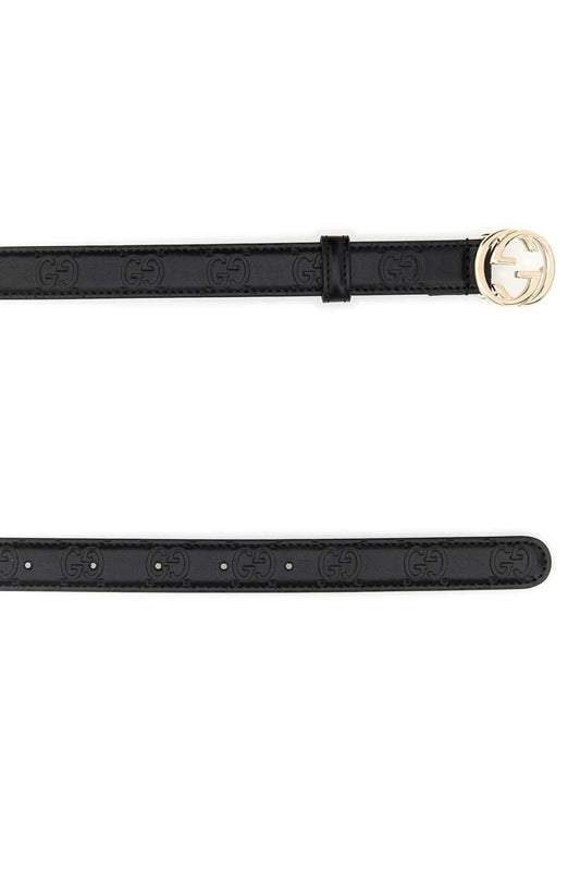 GUCCI BLACK MONOGRAM BELT