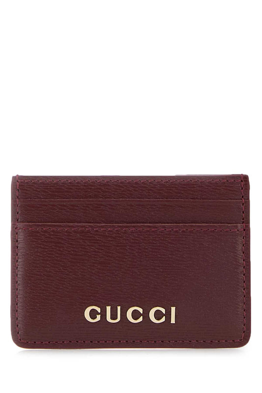 GUCCI LEATHER CARD HOLDER BURGUNDY