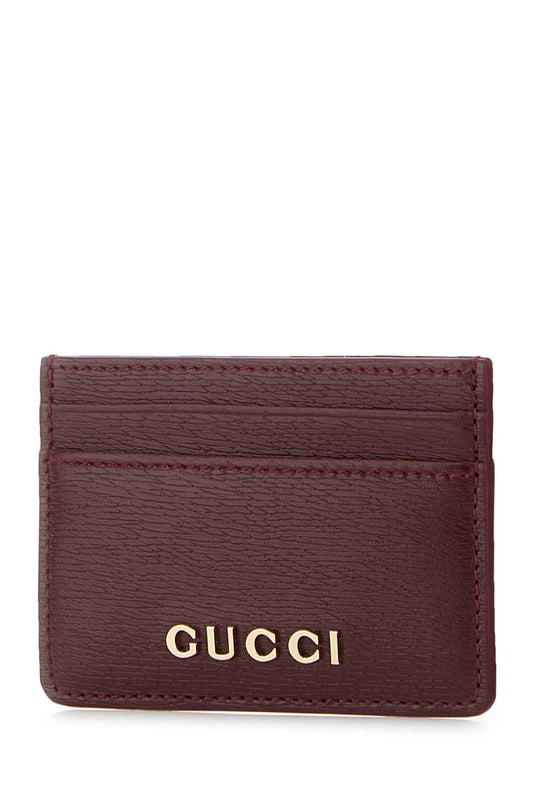 GUCCI LEATHER CARD HOLDER BURGUNDY