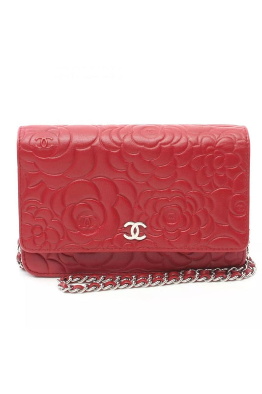 CHANEL CAMELIA - EMBROSSED WALLET ON CHAIN