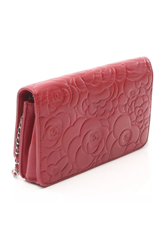 CHANEL CAMELIA - EMBROSSED WALLET ON CHAIN