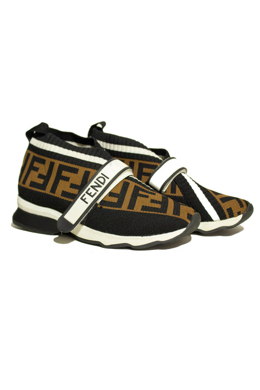 FENDI TOBACCO ROCKOKO KNIT SNEAKERS