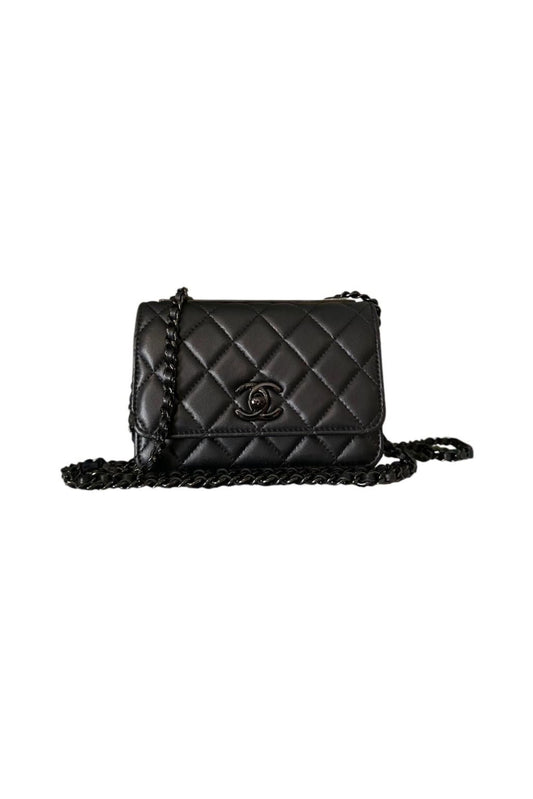 CHANEL LAMBSKIN QUILTED TRENDY CC WALLET ON CHAIN WOC SO BLACK