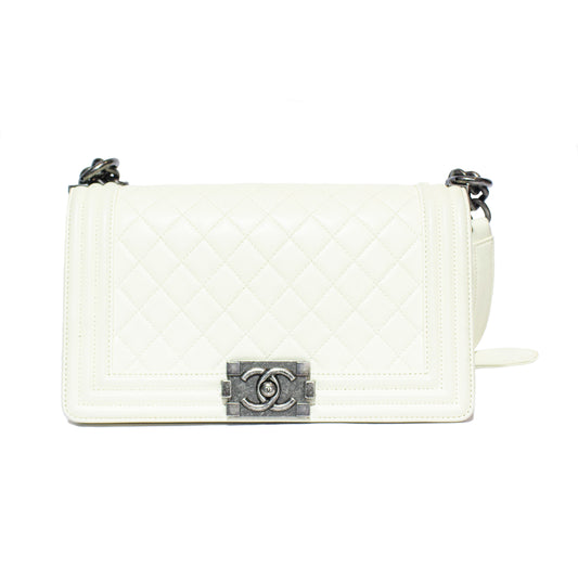 CHANEL BOY BAG WHITE