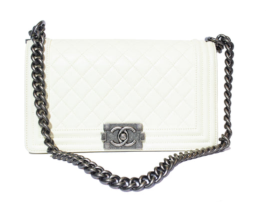 CHANEL BOY BAG WHITE