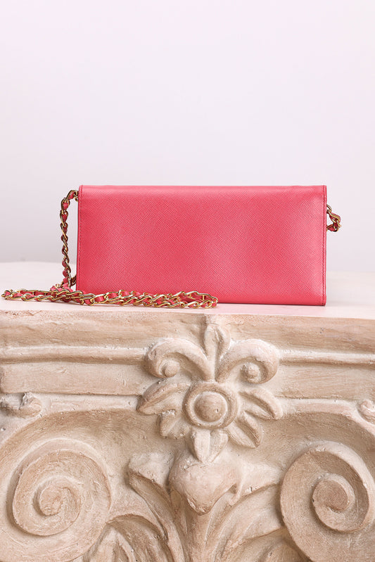 PRADA PINK SAFFIANO WALLET ON CHAIN