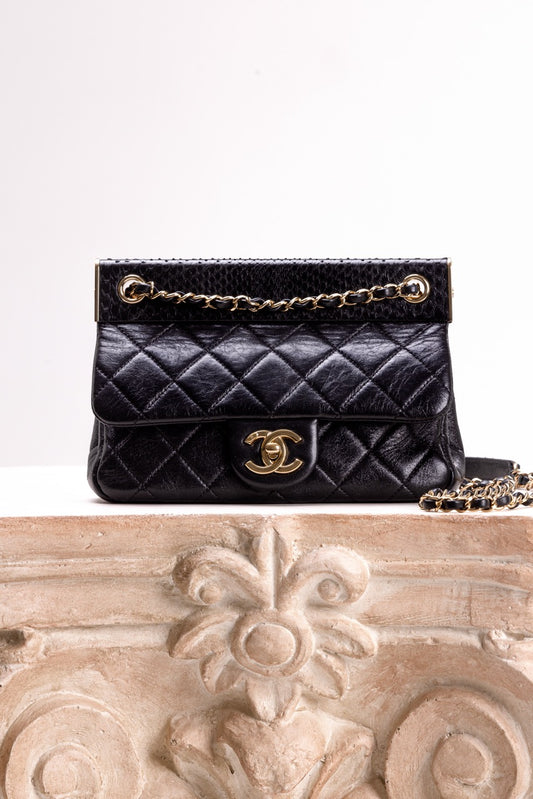 CHANEL TIMELESS PETIT VEAU VIELLI/PYTON NOIR LIMITED EDITION