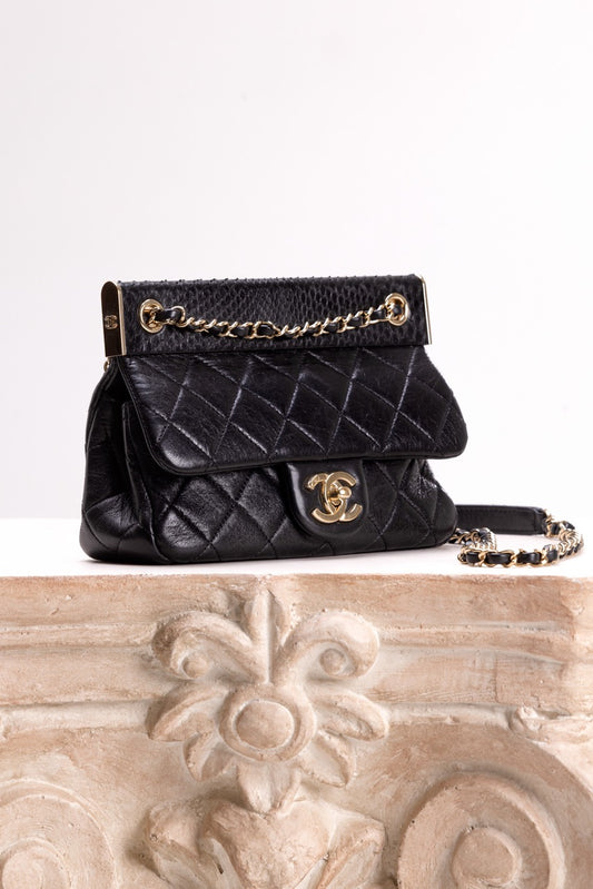 CHANEL TIMELESS PETIT VEAU VIELLI/PYTON NOIR LIMITED EDITION