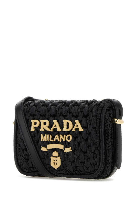 PRADA CROCHET AND LEATHER SHOULDER BAG