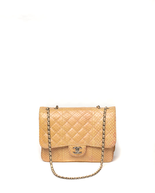 CHANEL PYTHON TRIPLE COMPARTMENT CC FLAP BAG